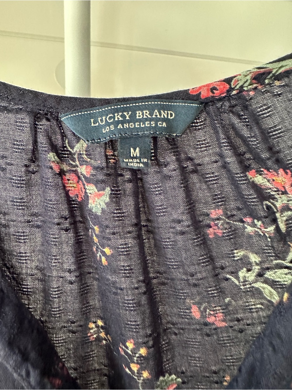 Lucky Brand Navy Floral V-Neck Short Sleeve Tunic - Picture 3 of 3